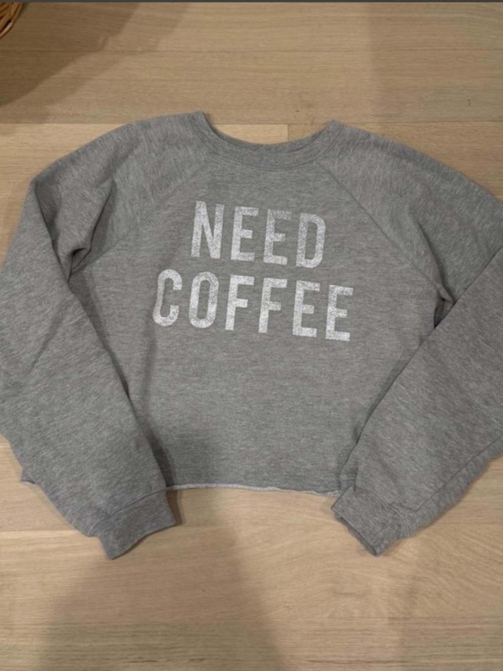 Original Retro Brand Gray "Need Coffee" Cropped Sweatshirt XS